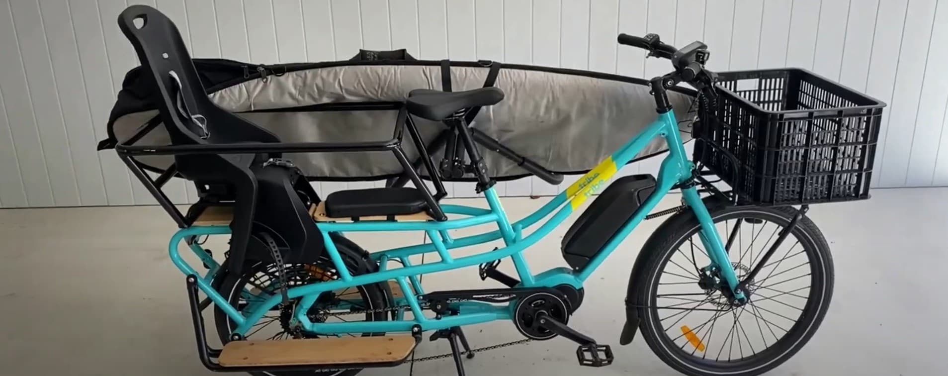 Carrying your Surfboard on the Tribe Evamos Longtail cargo bike