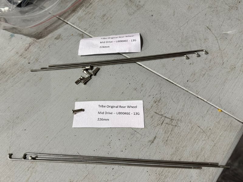 Tribe Original Rear Wheel (mid motor) spokes - Set of 6