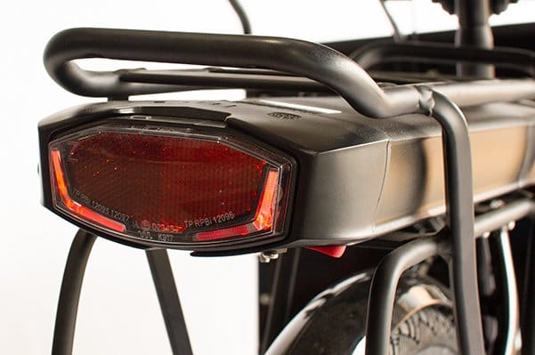 The tail light built into the battery pack on a Tribe Original