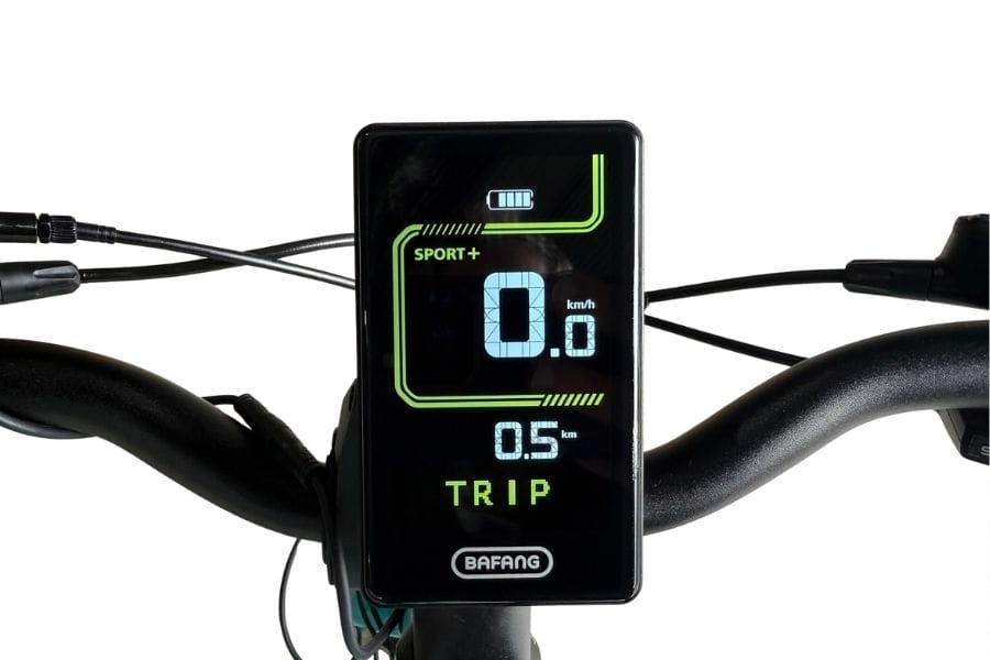 The Bafang control panel on a Tribe Evamos Longtail