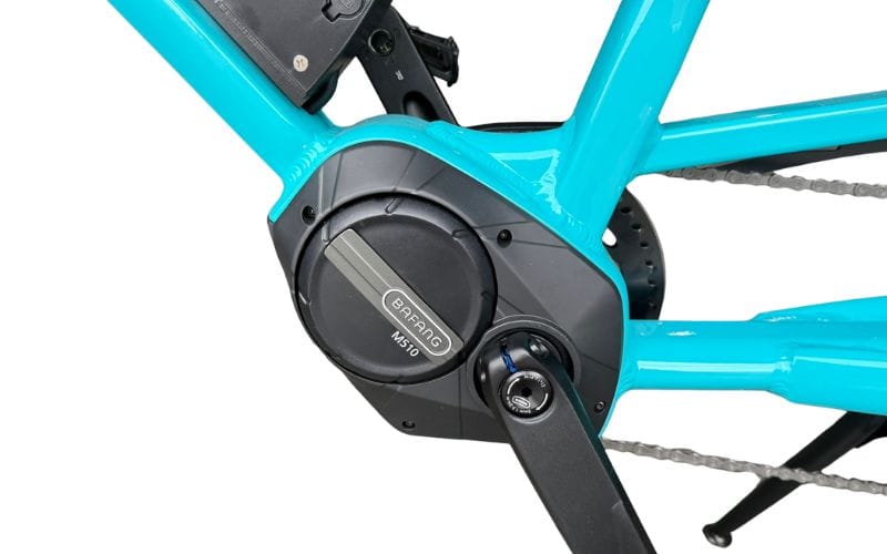 The Bafang M510 mid-drive motor on a Tribe Evamos Longtail