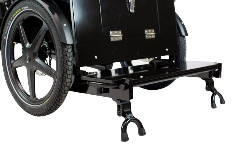The dual front safety kickstands on a Ricky Rickshaw