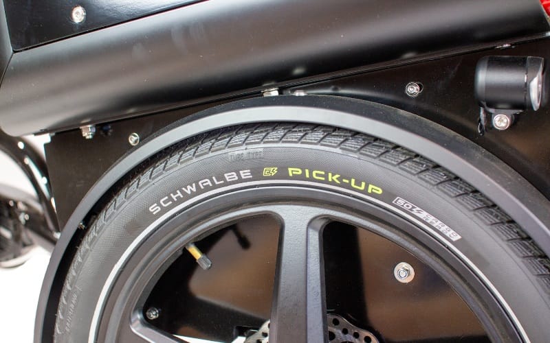 A Schwalbe Pick-Up tyre on a Ricky Rickshaw